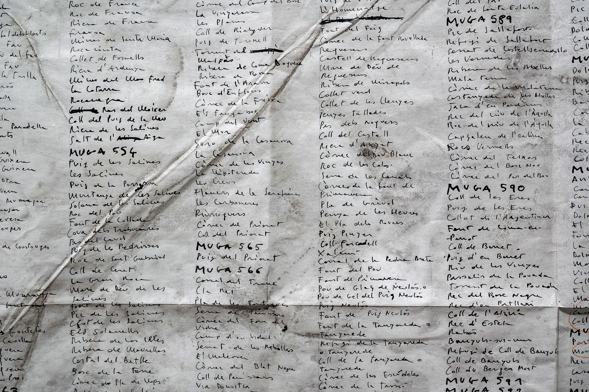 Marco Noris, Topònims de frontera (detall), tècnica mixta sobre paper, 2022
